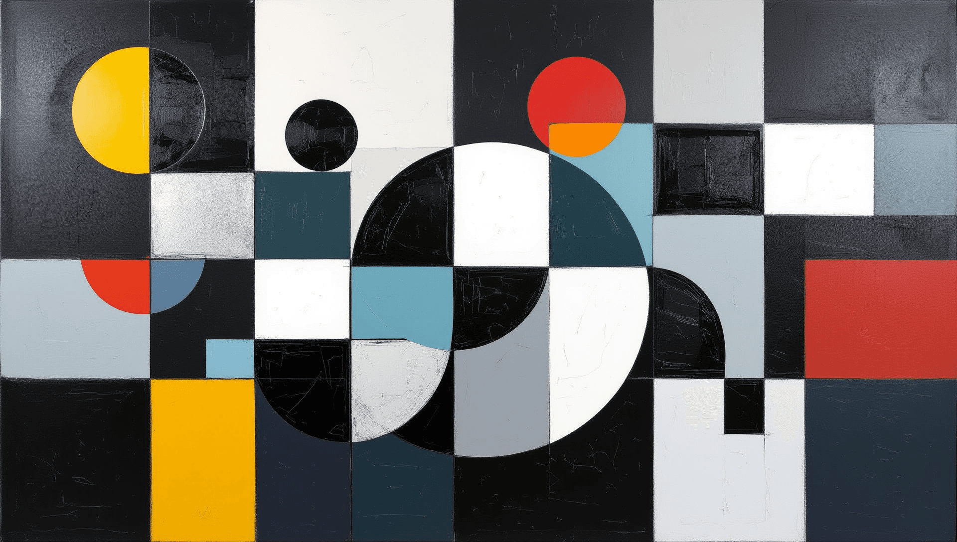 Abstract forms yellow and red